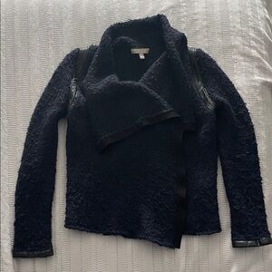 Banana Republic Navy Textured Teddy Jacket